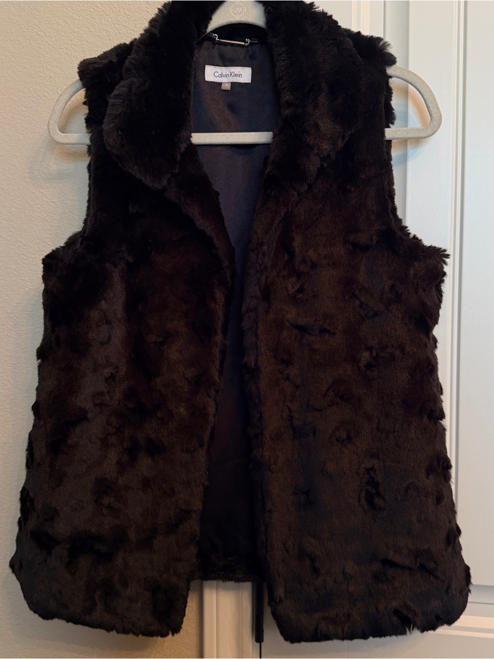 Calvin Klein Black Faux Fur Vest